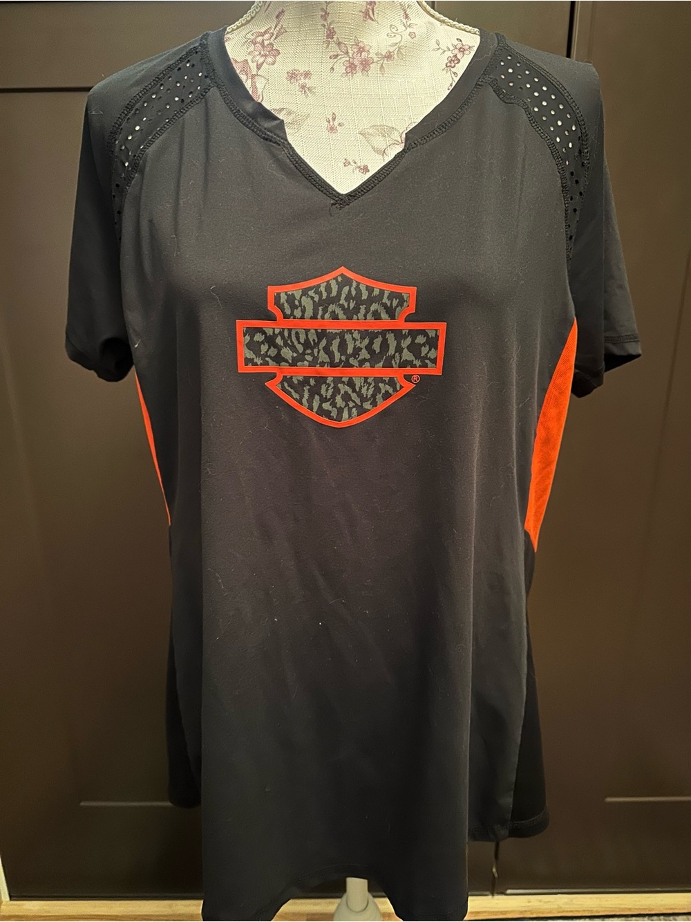 Harley-Davidson Black Tee with Orange Logo Accents